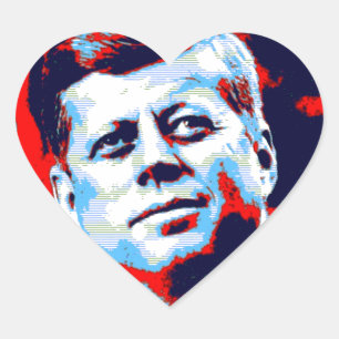 Pop Art JFK John F. Kennedy Red Blue Hjärtformat Klistermärke