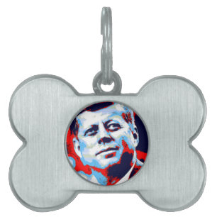 Pop Art JFK John F. Kennedy Red Blue ID-bricka Husdjur