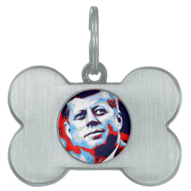 Pop Art JFK John F. Kennedy Red Blue ID-bricka Husdjur (Framsidan)