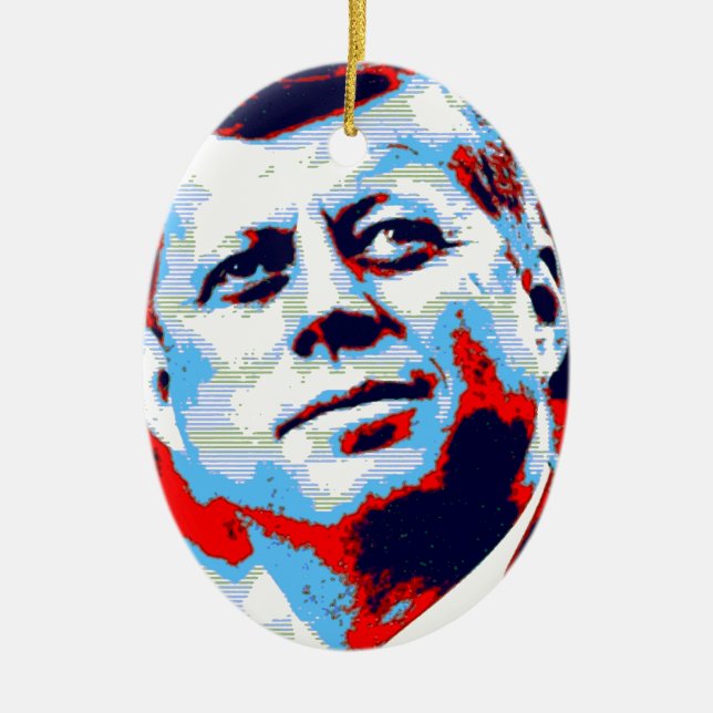 Pop Art JFK John F. Kennedy Red Blue Julgransprydnad Keramik (Framsidan)