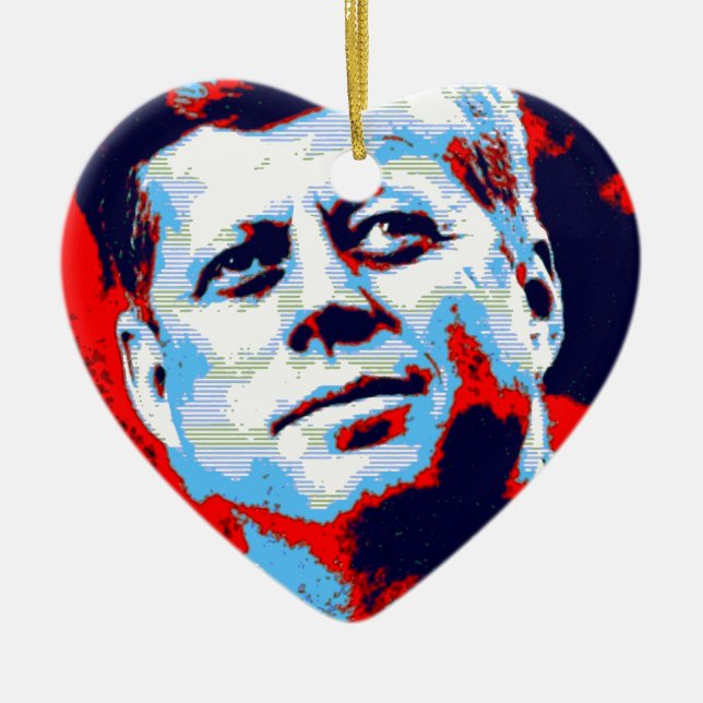 Pop Art JFK John F. Kennedy Red Blue Julgransprydnad Keramik (Framsidan)
