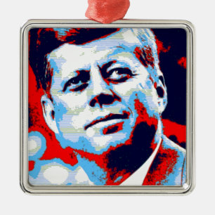 Pop Art JFK John F. Kennedy Red Blue Julgransprydnad Metall