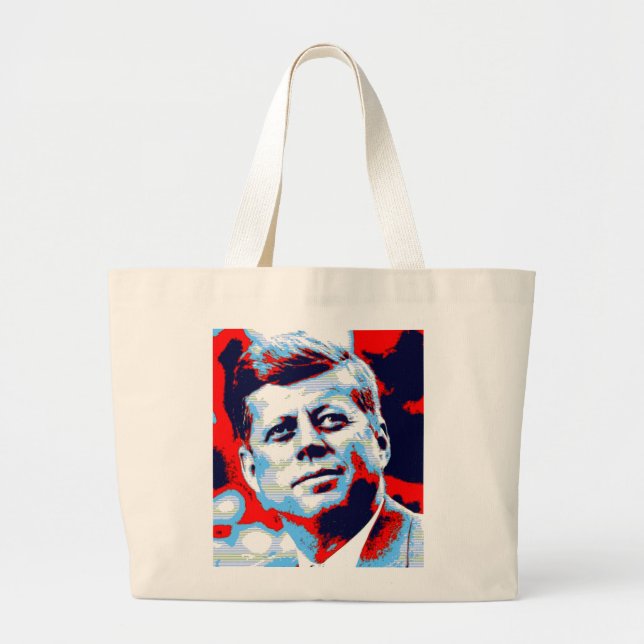 Pop Art JFK John F. Kennedy Red Blue Jumbo Tygkasse (Framsidan)