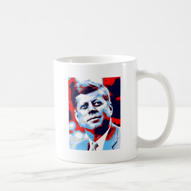 Pop Art JFK John F. Kennedy Red Blue Kaffemugg (Höger)