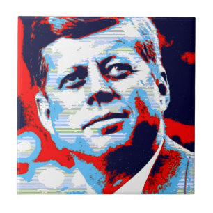 Pop Art JFK John F. Kennedy Red Blue Kakelplatta