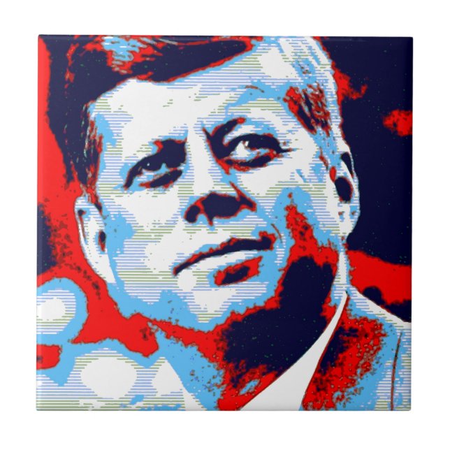 Pop Art JFK John F. Kennedy Red Blue Kakelplatta (Framsidan)