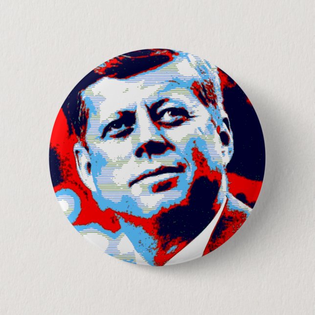 Pop Art JFK John F. Kennedy Red Blue Knapp (Framsida)