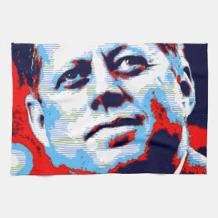 Pop Art JFK John F. Kennedy Red Blue Kökshandduk