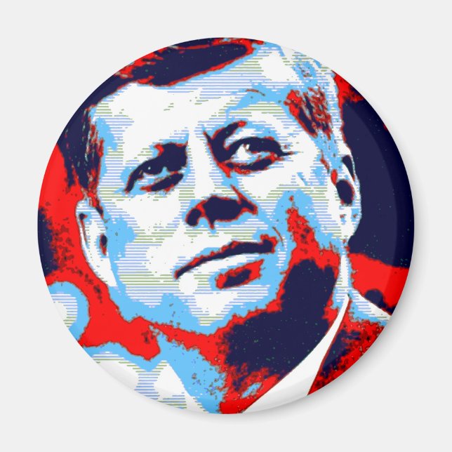 Pop Art JFK John F. Kennedy Red Blue Magnet (Framsidan)