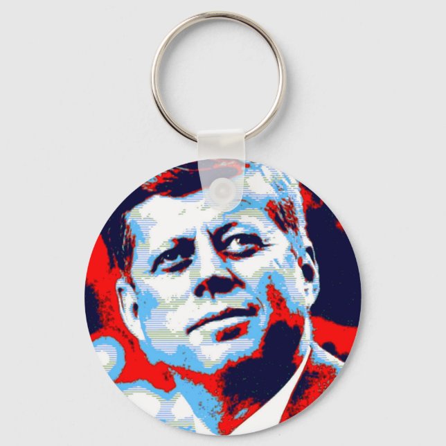 Pop Art JFK John F. Kennedy Red Blue Nyckelring (Framsida)