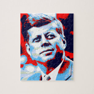 Pop Art JFK John F. Kennedy Red Blue Pussel