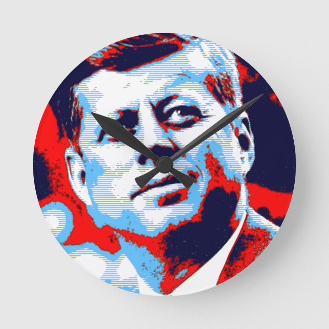 Pop Art JFK John F. Kennedy Red Blue Rund Klocka (Framsida)