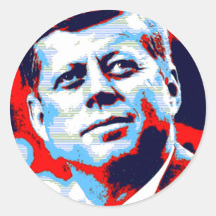 Pop Art JFK John F. Kennedy Red Blue Runt Klistermärke