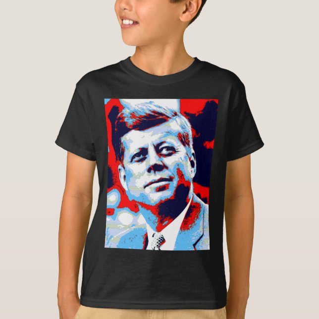 Pop Art JFK John F. Kennedy Red Blue T Shirt (Framsida)