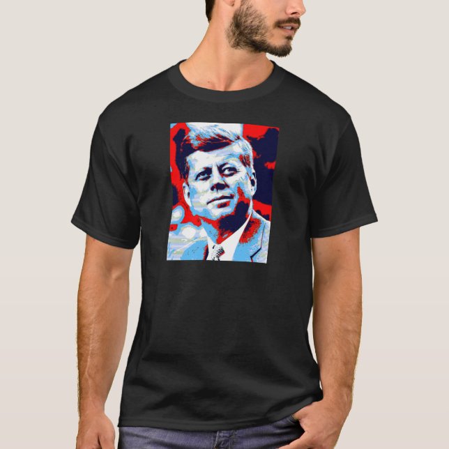 Pop Art JFK John F. Kennedy Red Blue T-shirt (Framsida)