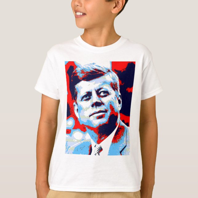 Pop Art JFK John F. Kennedy Red Blue T-shirt (Framsida)