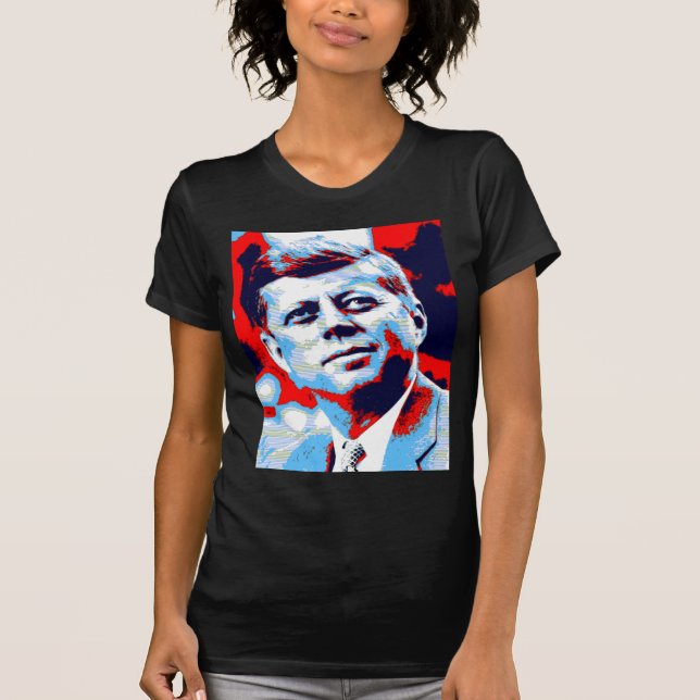 Pop Art JFK John F. Kennedy Red Blue Tee (Framsida)