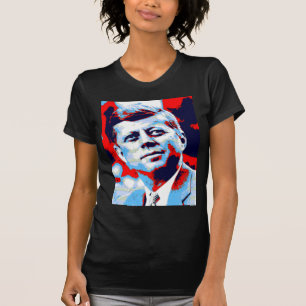 Pop Art JFK John F. Kennedy Red Blue Tee Shirt