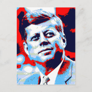 Pop Art JFK John F. Kennedy Red Blue Vykort