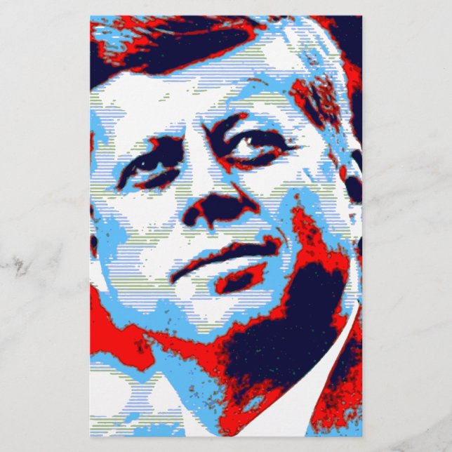 Pop Art JFK John F. Kennedy Röd Blå Brevpapper (Framsida)
