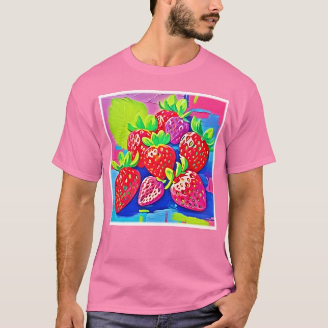 Pop Art Jordgubbar T Shirt (Framsida)