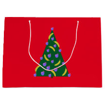 Pop Art Julgran med äpplen och bananer Red