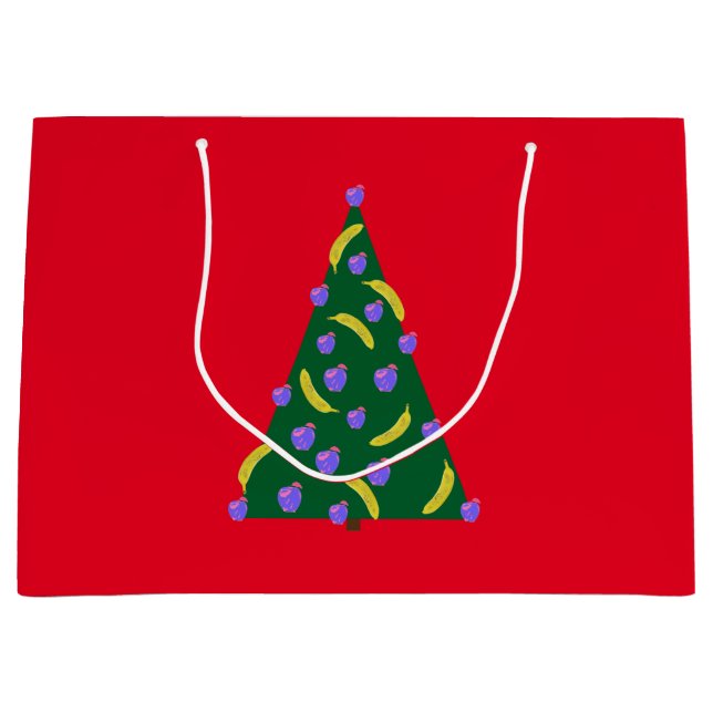 Pop Art Julgran med äpplen och bananer Red (Framsidan)