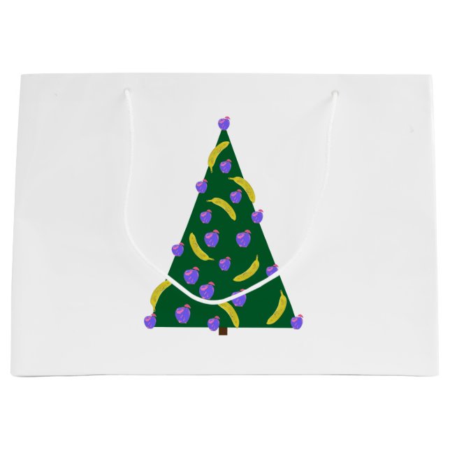 Pop Art Julgran med äpplen och bananer White (Framsidan)