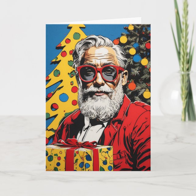 Pop Art-julkort | Anpassningsbar Collage jul Kort (Framsida)