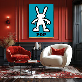 Pop Art Kanin – Djärv Teal Kontur Poster