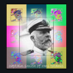 Pop Art Kapten Smith från RMS Titanic Poster<br><div class="desc">Kapten Smith såg precis ut som en underbar frakts kapten borde se ut. Han var också karismatisk. Titanics jungfruresa skulle vara hans sista uppdrag innan han gick i pension. Det visade sig naturligtvis att det var hans sista uppdrag,  och som kaptener måste gå ner med sin frakt.</div>