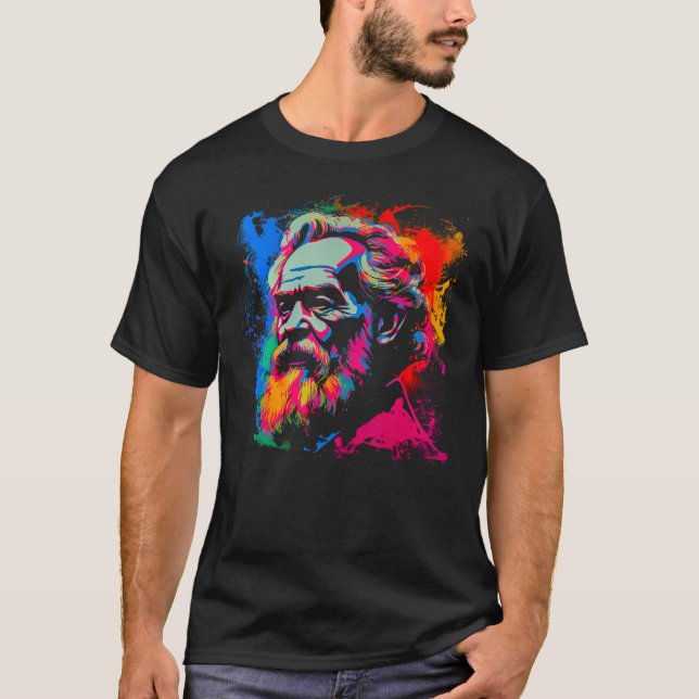 Pop Art Karl Marx German Philosopher T Shirt (Framsida)