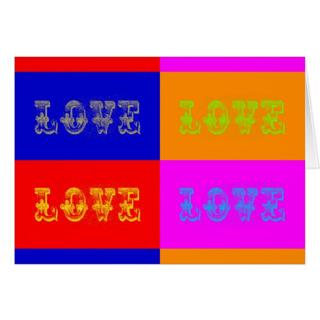 Pop Art Kärlek Hälsningskort (Framsidan Horizontal)