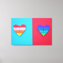 Pop Art Kärlek Twin Rainbow Hearts