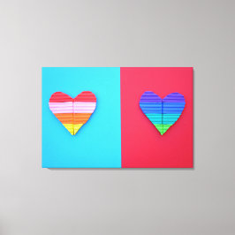 Pop Art Kärlek Twin Rainbow Hearts Canvastryck