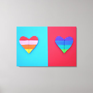 Pop Art Kärlek Twin Rainbow Hearts Canvastryck