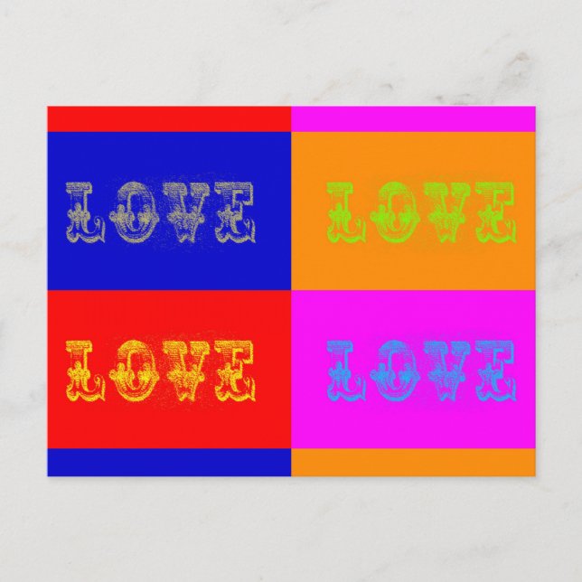 Pop Art Kärlek Vykort (Framsida)