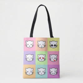 Pop Art Kawaii Cat Emoji Mix Tygkasse