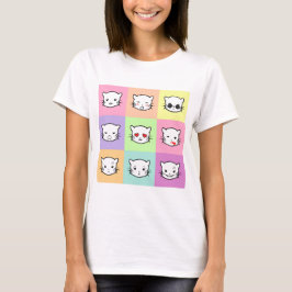 Pop Art Kawaii Cat Emoji T Shirt
