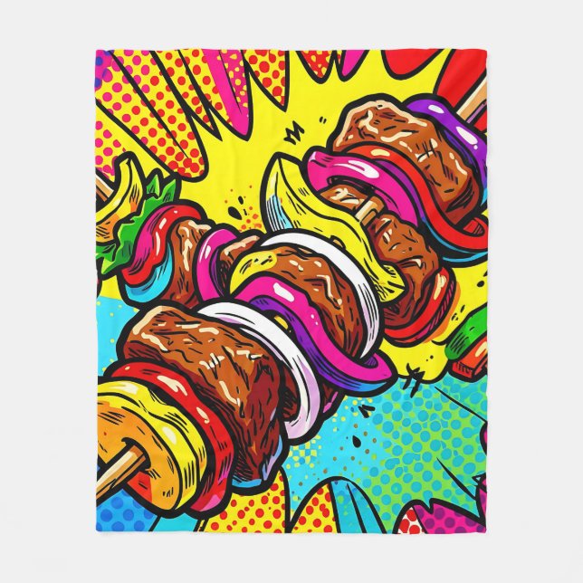 Pop Art Kebabexplosion Fleecefilt (Framsidan)