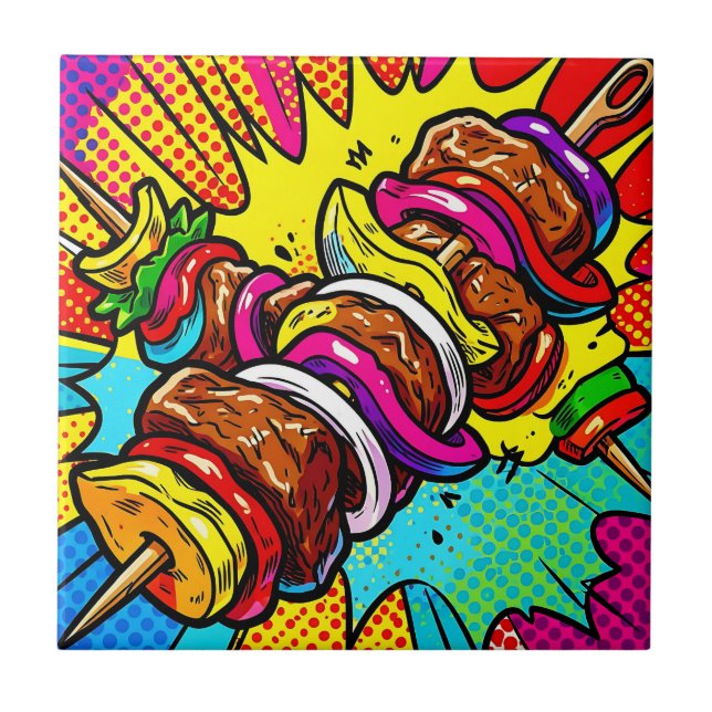 Pop Art Kebabexplosion Kakelplatta (Framsidan)
