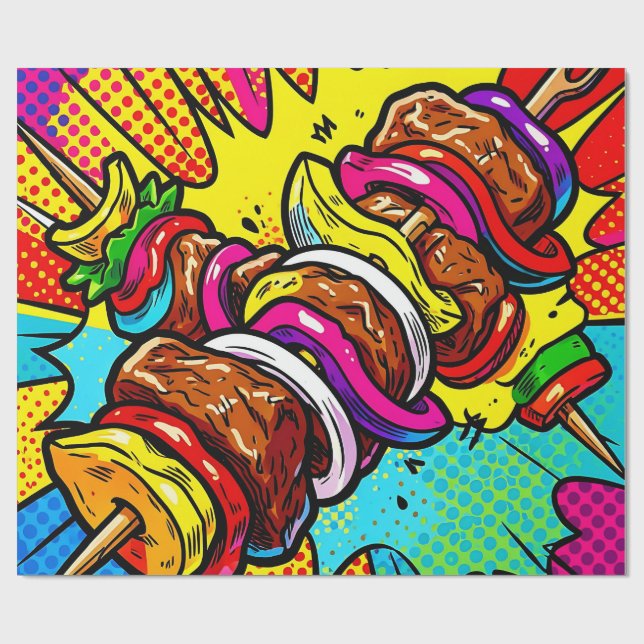 Pop Art Kebabexplosion Presentpapper (Platt)