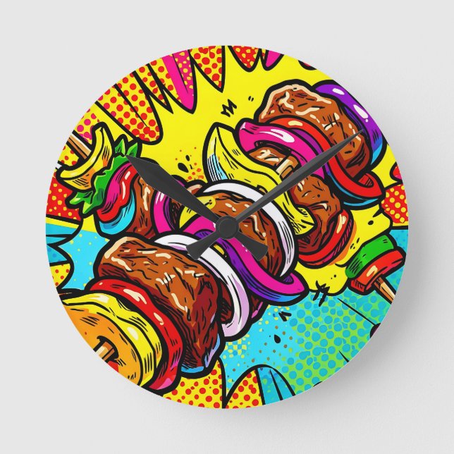 Pop Art Kebabexplosion Rund Klocka (Framsida)
