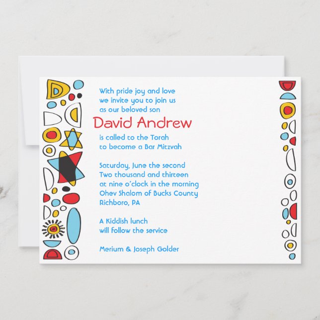 POP ART KRÅNIGT Bar Mitsva-inbjudan Inbjudningar (Framsida)