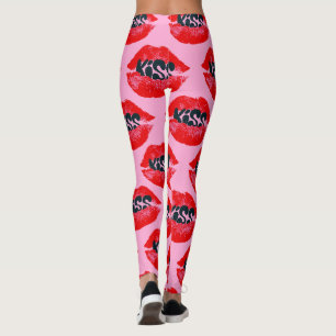 Pop Art Kyss Läppar Upprepa Leggings