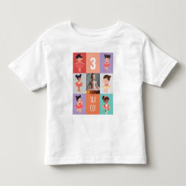 Pop Art-lådor Tecknad balett 3-års födelsedagsfoto T Shirt