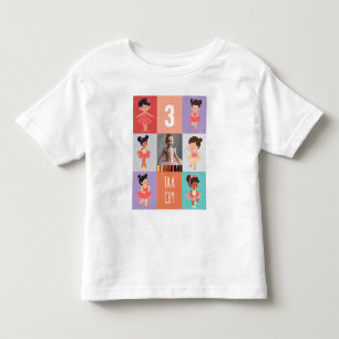 Pop Art-lådor Tecknad balett 3-års födelsedagsfoto T Shirt