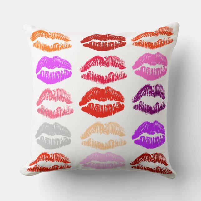 Pop Art Läppar (Kisses) Pillow Kudde (Framsida)