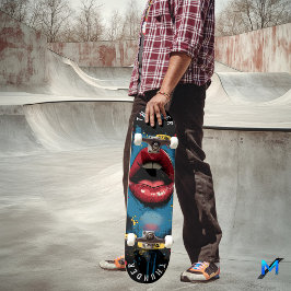 Pop Art-läppar med serieuttryck - Djärv Retro Mini Skateboard Bräda 18,5 Cm
