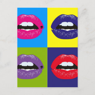 Pop Art Läppar Mönster Design Vykort